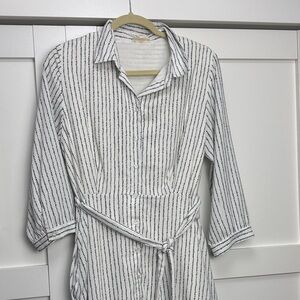 Orange Creek White Striped Button Down Dress